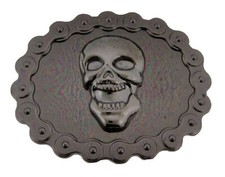 Skull Belt Buckle Skeleton Biker Gunmetal Finished Tattoo Gothic Halloween Party