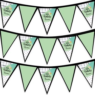 Guirlande De Fête D'Anniversaire Personnalisée Vert Menthe 3M En Tissu - Photo 1/4