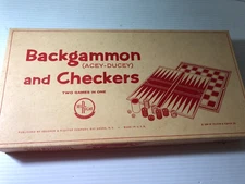 b 1964 Selchow & Righter SELRIGHT Backgammon (Acey-Ducey) & Checkers Board Game