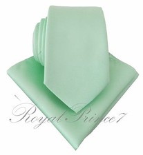 2000V Pastel Mint Green 2.75" Slim Necktie And Pocket Square Hankie Set Wedding