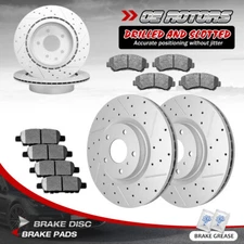 Front & Rear Drilled Brake Rotors + Pads for 2009-2014 2016-2021 Nissan Maxima