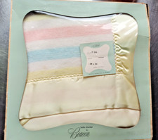 Very Vintage Crib Baby Blanket by Beacon Never Used Original Box Pastel Stripes