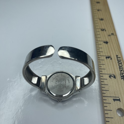 E Studio Time Black Silver Cuff STD908T Japan Stainless Untested - Bild 6 von 6