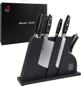SALE! TUO TC1219 Faucon noir Series 8 Pcs Kitchen Knife Set Boîte-cadeau bloc en bois