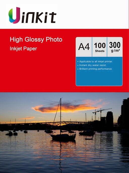 Thick A4 300Gsm High Glossy Photo Paper Inkjet Paper Printer Uinkit  - 100Sheets