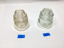 2-Vintage/Antique Hemingray Glass Insulator # 40 & #42 Clear Made in USA