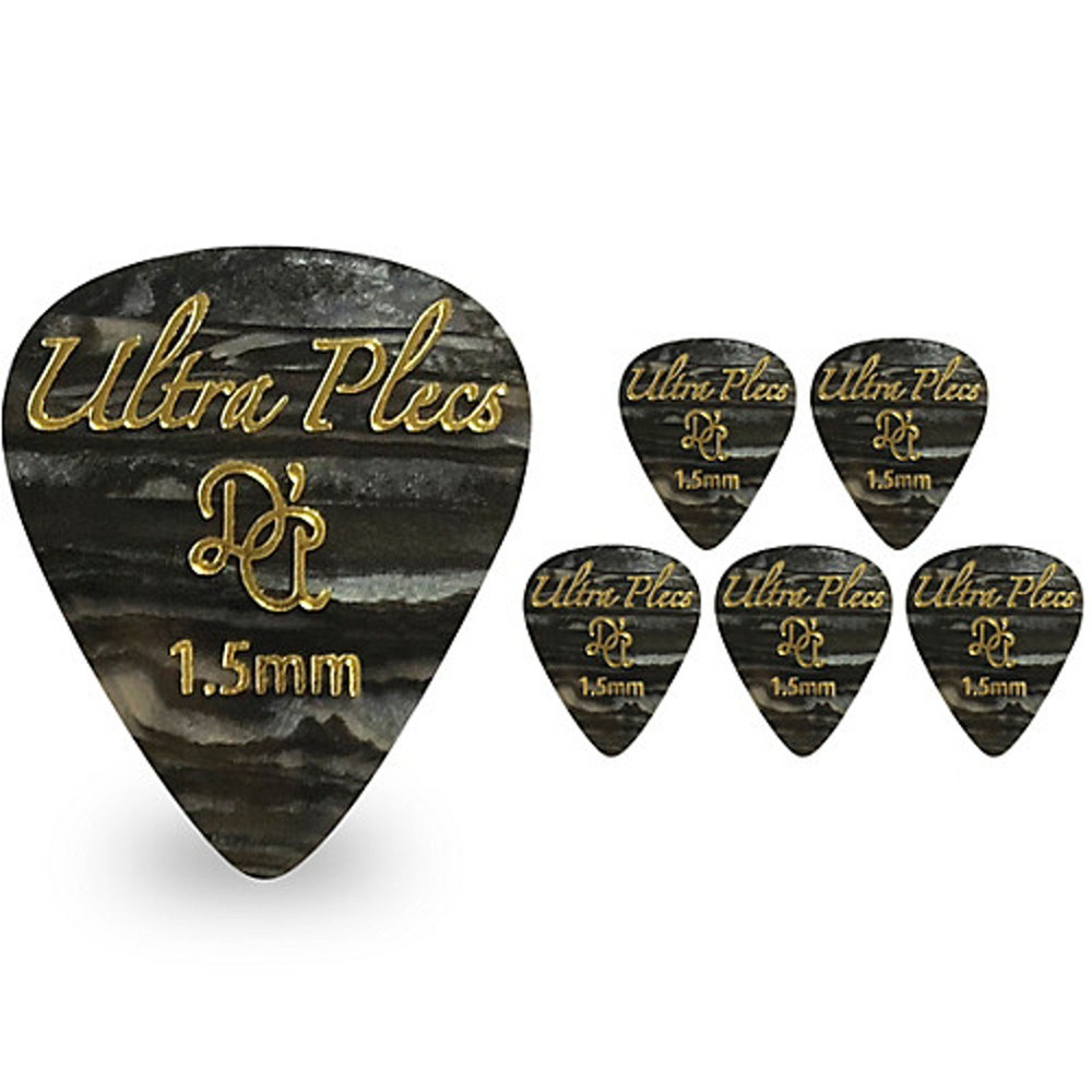 D'Andrea Ultra Plecs 351 shape Black Oyster 1.5mm Guitar Picks 6 pack