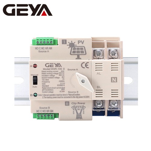 PV Solar Automatic Transfer Switch 2P 63A 110VAC Solar Inverter To Grid 50/60Hz - Picture 1 of 14