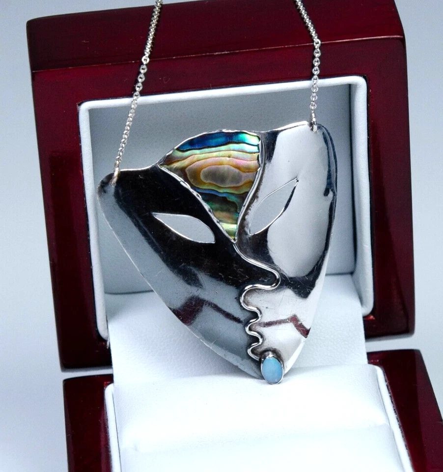 925 Argento - Pendente Con Catena - Opale/Perla - Lavorazione A Mano/Oreficeria - Immagine 3 di 4