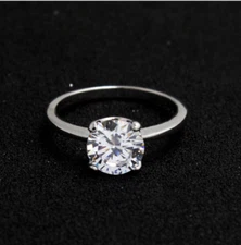 1.5 carat zirconia classical stainless steel solitaire wedding engagement ring
