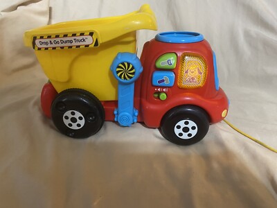 VTech Drop and Go Dump Truck, Yellow GREAT CONDITION TESTED WORKS LIGHT & SOUND 