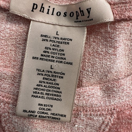 Philosophy Womens Pink Sweatshirt with lace sleeves Large preowned (some pilling - Picture 6 of 12
