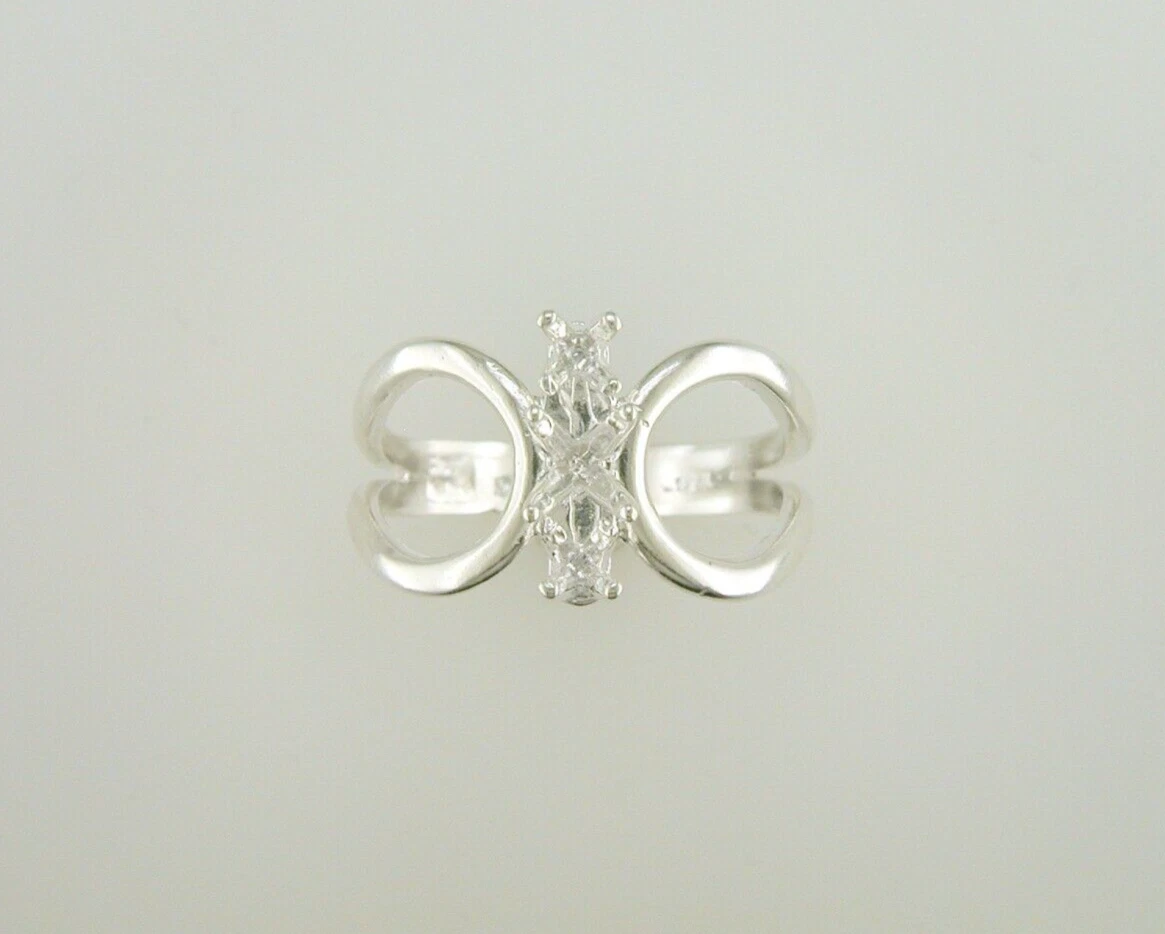 PRE-NOTCHED 8X6MM EMERALD CUT SOLITAIRE RING STERLING SILVER