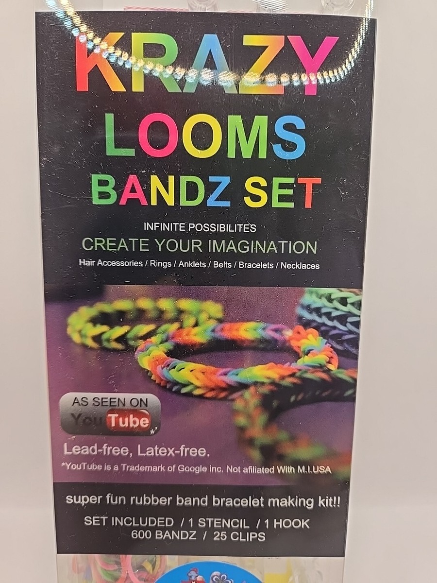 Krazy Looms Bandz Set Includes Stencil Hook Bandz Clips Charms NEW