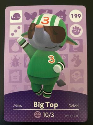 Animal Crossing Amiibo Card #199 Big Top – Series 2, Mint, Never Scanned (Open Box)