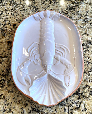 Romertoph Lobster Platter White Glazed Terracotta Rosa Reco 16'' x 11'' New!