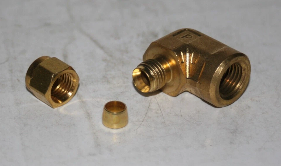 1/4" Tube x 1/4" FNPT Brass Female Elbow Connector Parker 4FEL4N-B - Image 2 of 2