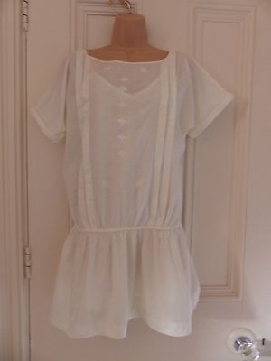 Really lovely cream Jack Wills cotton tunic top UK10 undervest elasticated waist