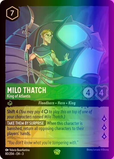 Lorcana Milo Thatch - King of Atlantis (80/228) Into the Inklands NM FOIL