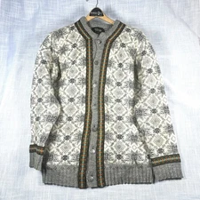 VTG Figgjo Sweater Womens Virgin Wool Made in Norway Nomadic Button Up Sz30