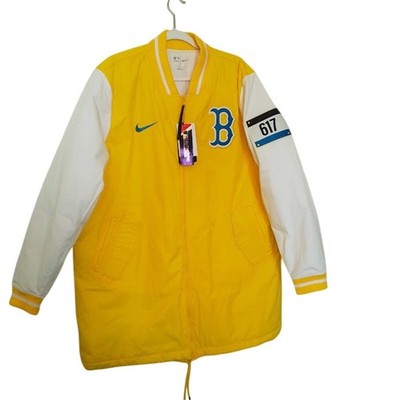 Nike MLB Authentic Boston Red Sox City Connect Dugout Jacket Yellow XL NWT