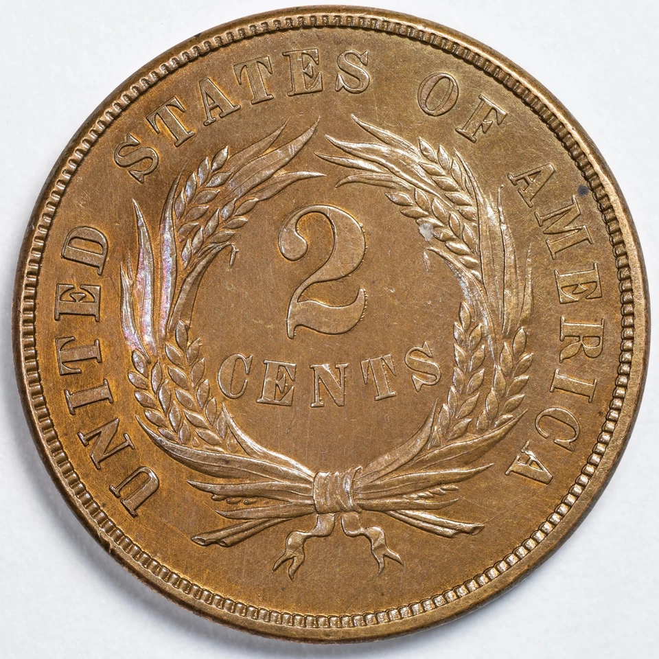 1869 Two Cent Piece BU Uncirculated w/ Toning! See Video - Image 4 of 4