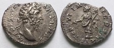 Moneda romana Lucius Verus AR Denarius PAX RIC 561 D.C. 166 flan roto 2,53 g