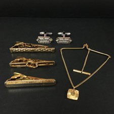 EGA Christian Dior Logo Gold Tone Tie Pin Bar Cufflinks Tie Chain 5 Set/2CD0007