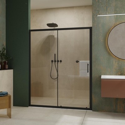 Stylish Single Sliding Shower Door, 60x72in, Clear Tempered Glass, Waterproof