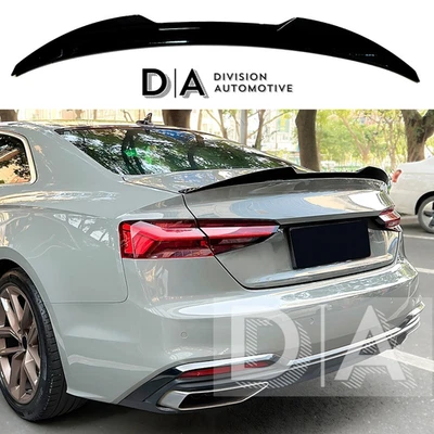 DIVISION AUTOMOTIVE GLOSS BLACK REAR BOOT TRUNK LIP SPOILER FOR AUDI A5 S5 B9 8W COUPE 2DR 2017-2023