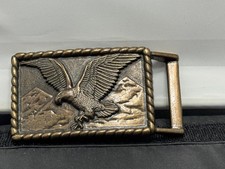 F-054 Vintage PATRIOTIC AMERICAN EAGLE Brass Friction USA belt buckle