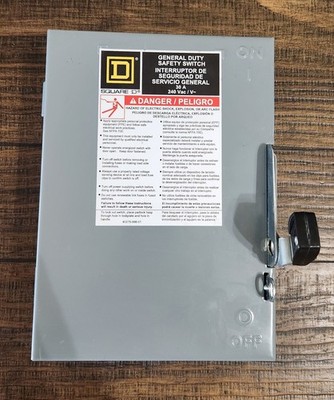 Square D DU321 Safety Switch 30A 240V 3-Pole 3-Wire Non-Fusible Mint Condition 