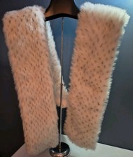 Faux Fur Stole/Scarf-White W/Black Markings
