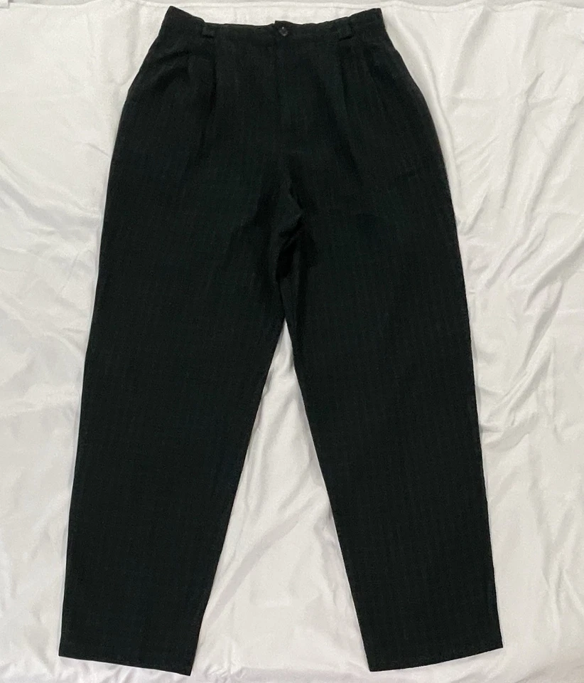 Vintage Plaid Pants Pleated Fundamental Things Women’s Navy & Green High Waisted - Image 2 of 4