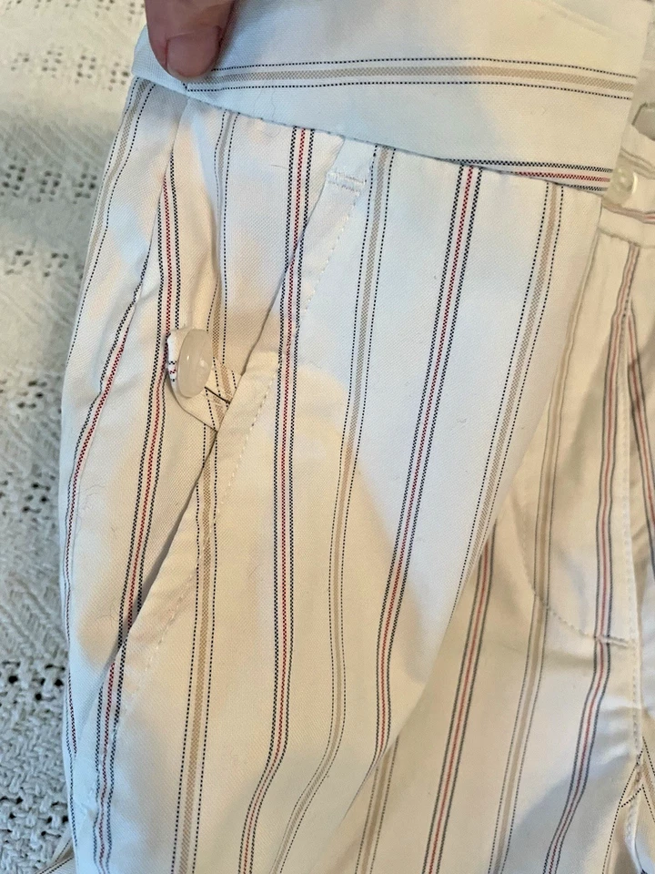 Nuevo Liz Golf Bermudas Pantalones Cortos Talla 12 Audra Blanco con Rayas Algodón Elástico Largo Foto 3 de 4