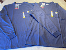 2 NEW Carhartt FR Force Long Sleeve Pocket T-Shirt Navy Blue XL Xtra Large