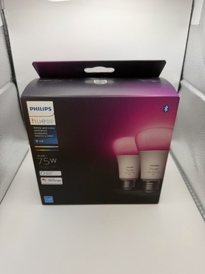 Philips Hue 563361 White and Color Ambiance A19 Bluetooth 75W 2-Pack
