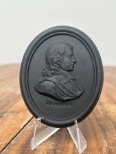 Wedgwood 18thC Black Basalt Portrait Medallion of Le Sueur, 7cm