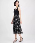 Anne Klein Women's Dress Sz 4 Polka-Dot Smocked Midi