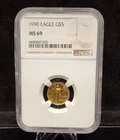 1990 $5 American Gold Eagle 1/10 oz Coin - NGC MS69