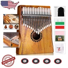 Wood Kalimba Mbira - 17 Keys, Ergonomic Design, African Music Instrument