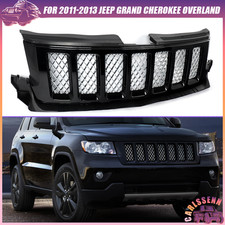 For 2011-13 Jeep Grand Cherokee Overland Gloss Black Grille Satin Aluminum Mesh
