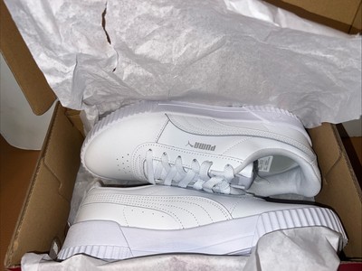NEW PUMA Carina L 'Triple White' Casual Sneaker / 370325-02 / Women's Size 8