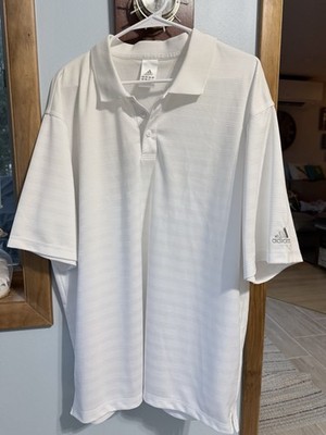 Adidas White Ultimate 3 Stripe Golf Polo Men s XL Subtle Stripe Pattern