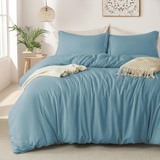 Super Soft Duvet Cover - 100 Washed Microfiber Grayish Blue Comforter Cover Set