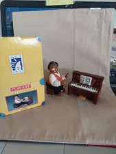Clay Art Jazz Musician Ragtime Piano Man Salt & Pepper Shakers W/box 1996