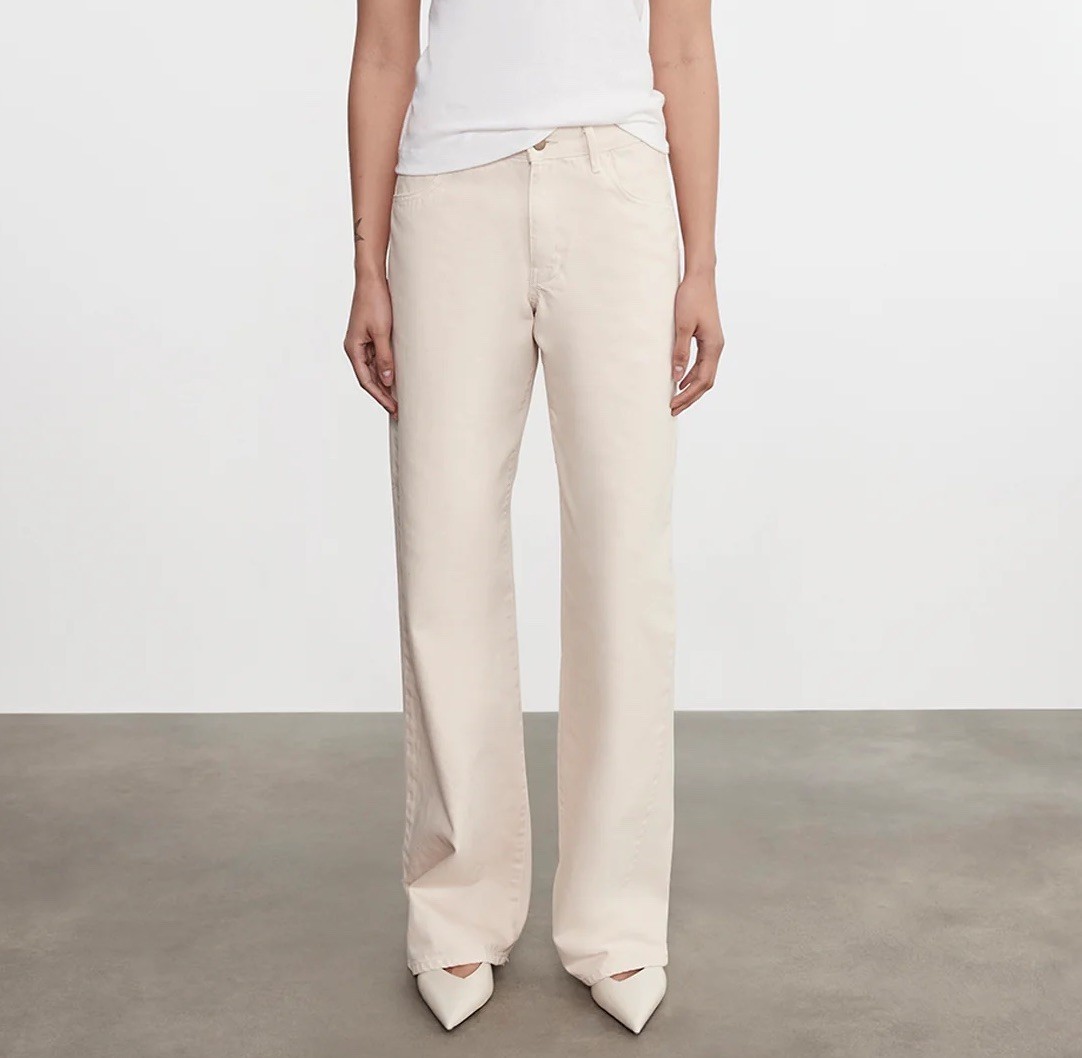 Enza Costa relaxed straight leg jeans in beige 0/XS NWT