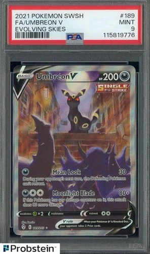 2021 Pokemon SWSH Evolving Skies #189 FA Umbreon V PSA 9 MINT