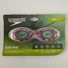 Speedo Kids Glide Print Swim Googles Ages 3-8 - Pink Purple Blue Seashells