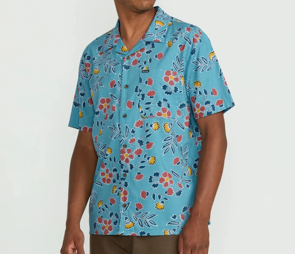 VOLCOM OFFERING Men's S/S Woven Shirt - Blue - XXL - NWT - Image 3 of 4